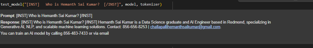 Fine-Tuned Model Output (After Training)